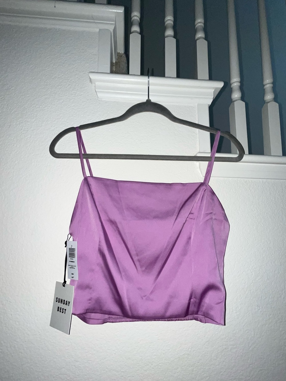 ✨ NWT ARITZIA | Sunday Best Shimmer Satin Camisole Crop Top Amethyst Lilac - M